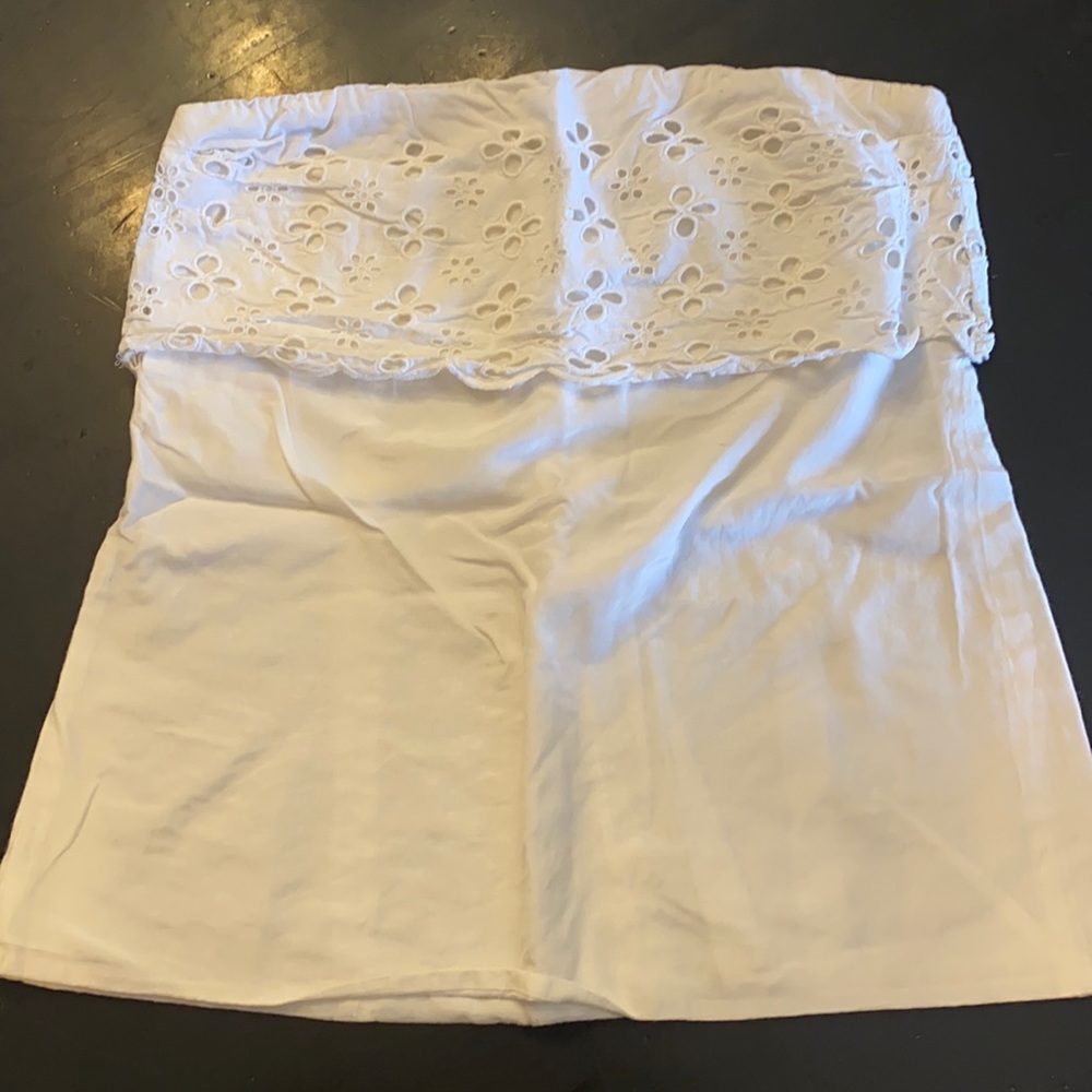 J Crew Strapless White Eyelet Top